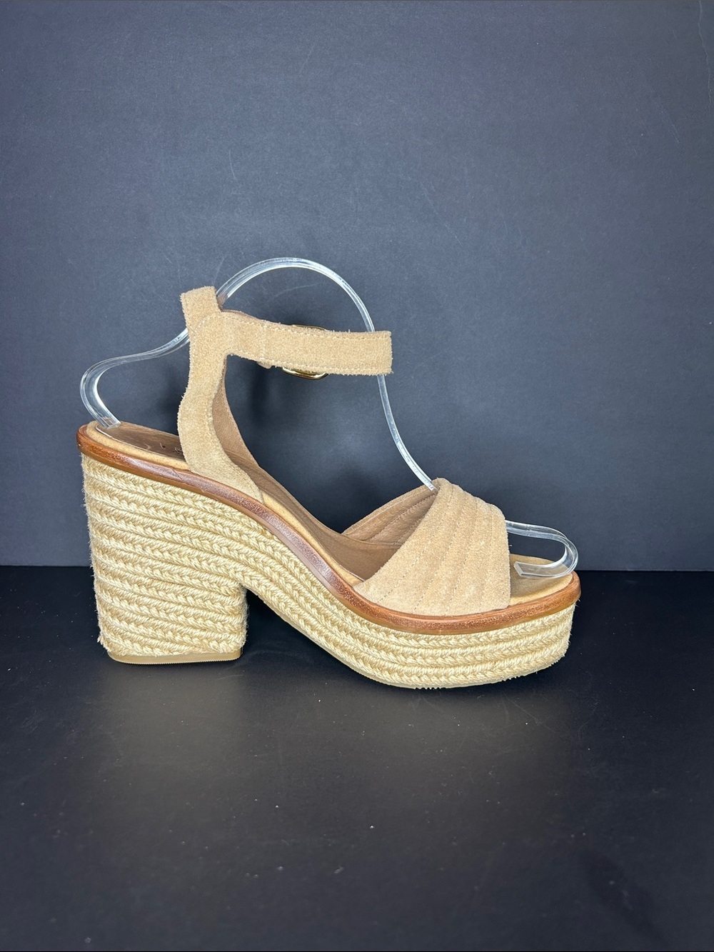 UGG Neutral Suede Platform Espadrille Sandal - Women's Tan